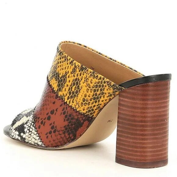 New GIBSON & LATIMER Mya Multi-color Snake Patchwork Open-toe Heeled Mules 9.5 - Picture 2 of 7
